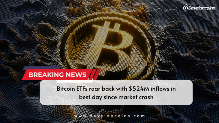Bitcoin ETFs roar back with $524M inflows in best day since market crash