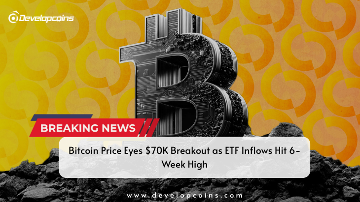 Can Bitcoin price break $70,000 resistance as ETF inflows reach a 6-week high?