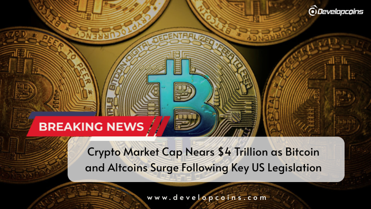 Crypto Market Cap Nears $4 Trillion as Bitcoin and Altcoins Surge Following Key US Legislation