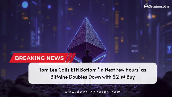 Tom Lee Calls ETH Bottom ‘In Next Few Hours’ as BitMine Doubles Down with $21M Buy